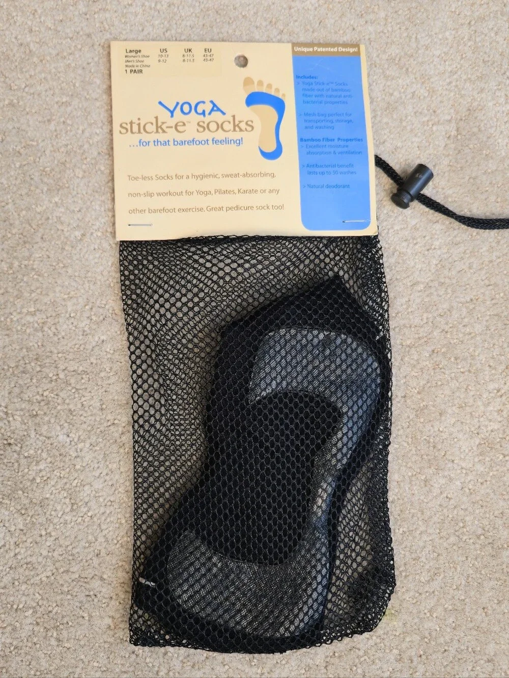 Yoga Stick-e Socks Barefoot Size Large Libby's Luxuries Patent